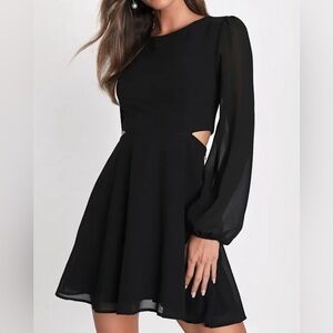 Lulu's Black Mini Dress with Cutouts